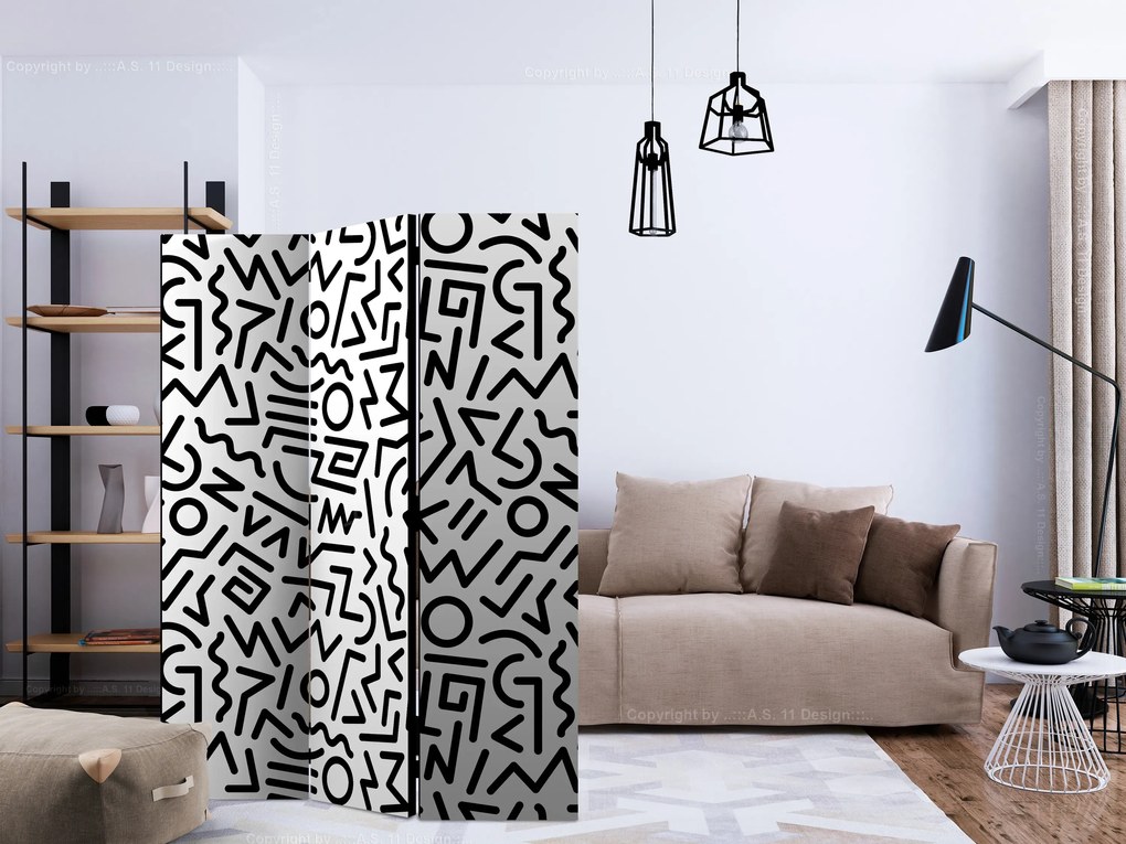 Parawan akustyczny Tła i desenie 135x172 cm 3-częściowy czarny ARTGEIST B