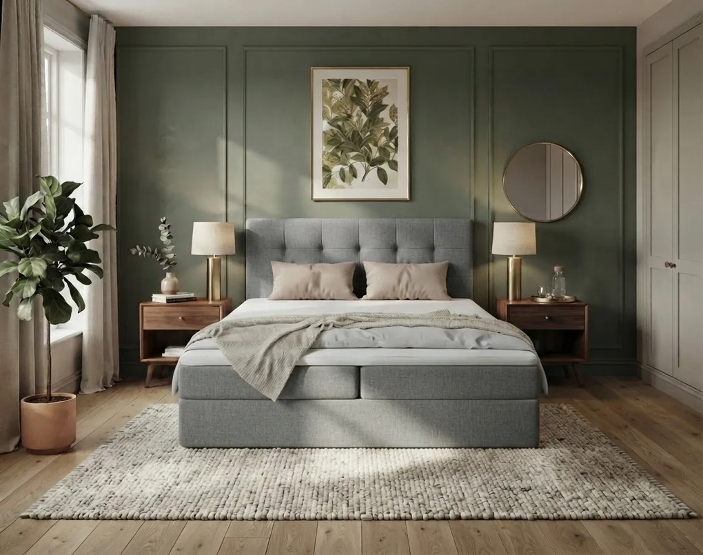Tapicerowane łóżko boxspring DIRELIS TRINITY 160x200 cm szare Materac: Materac sprężynowy Bonell