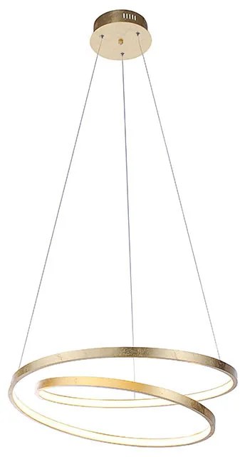Designerska lampa wisząca złota 55 cm z wbudowanym ściemnianym LED - RowanDesignerski Oswietlenie wewnetrzne