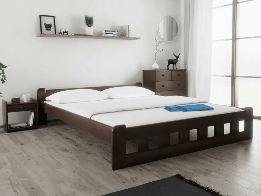 Łóżko Naomi podwyższone 180 x 200 cm, orzech Stelaż: Ze stelażem listwowym rolowanym, Materac: Materac Coco Maxi 20 cm