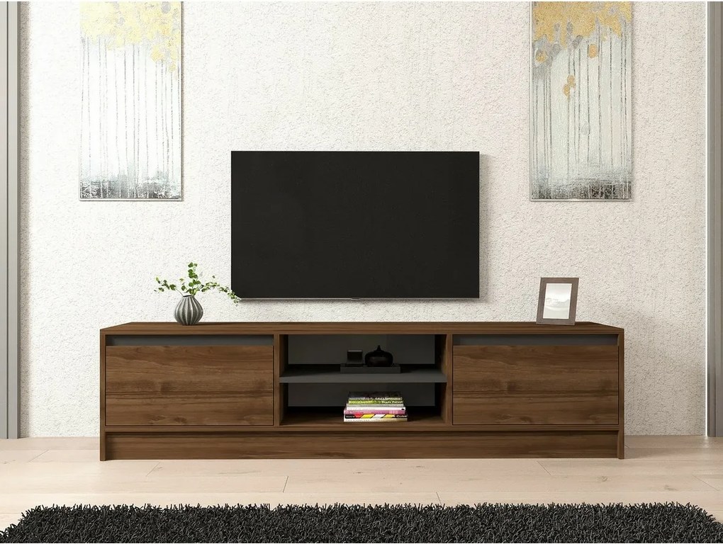 Stolik pod telewizor Olca Walnut and Anthracite