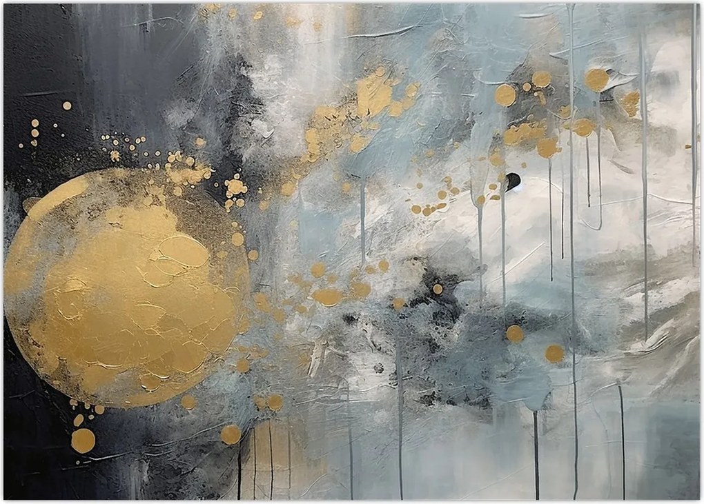 Obraz - Abstrakcja ze złotą kulą (70x50 cm)