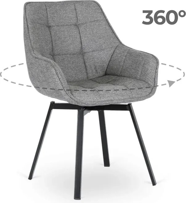 Krzesło Tapicerowane Obrotowe do Salonu LUNA 2 Szare Nowoczesne Loft