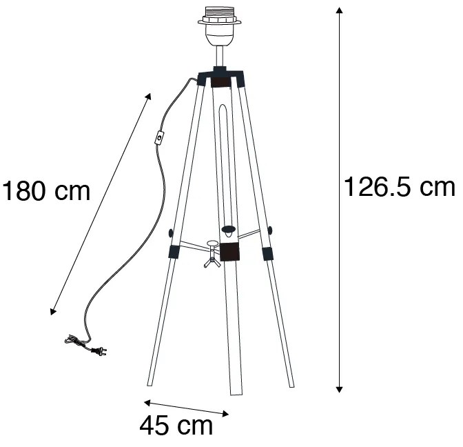 Lampa podłogowa drewno bez klosza - TripodPrzemysłowy Oswietlenie wewnetrzne