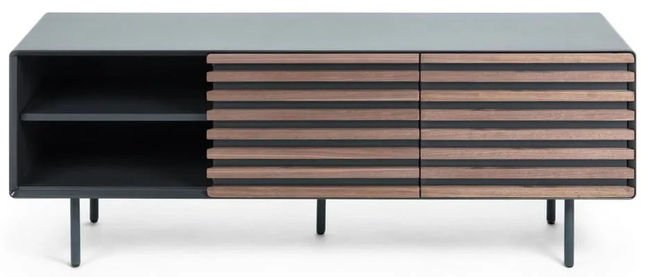Czarna szafka pod TV w dekorze orzecha 162x58x45 cm Kesia – Kave Home