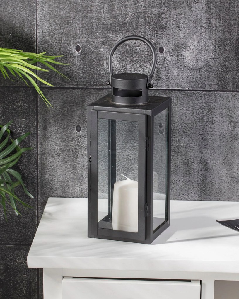 Lampion metalowy Elegance black wys. 30 cm