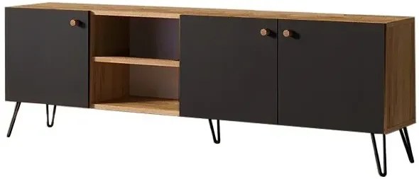 Nowoczesna szafka RTV dąb craft + czarny - Zorina 10X