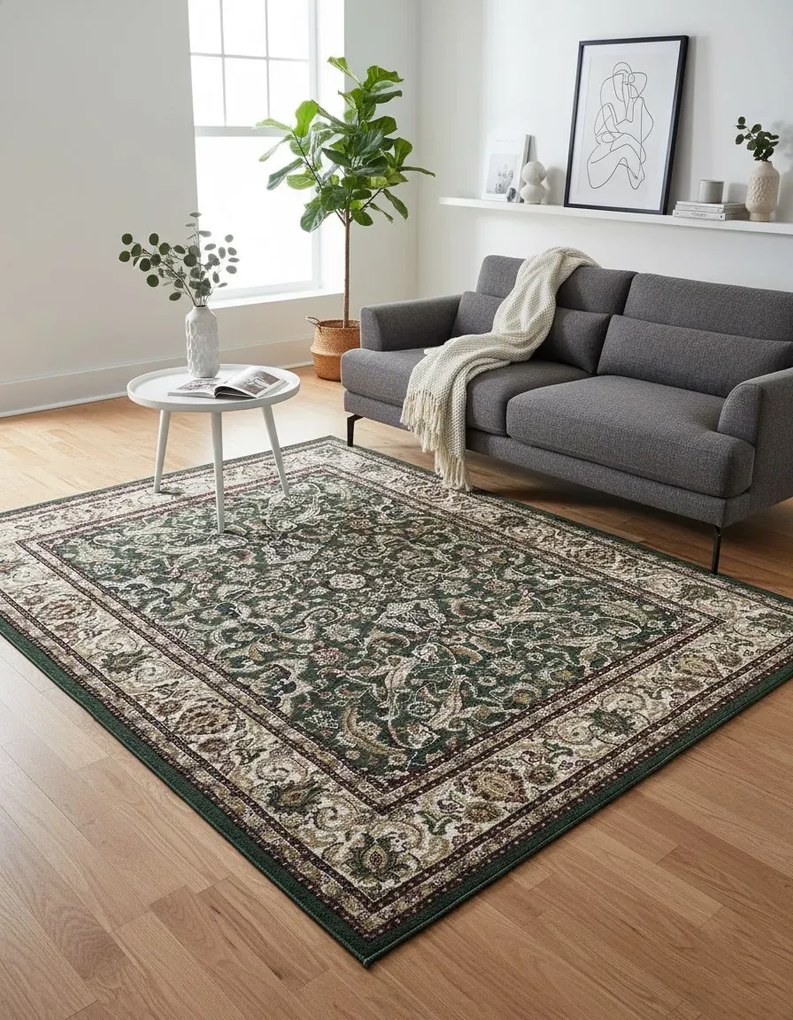 Zielony stylowy dywan w stylu rustykalnym S1-H95