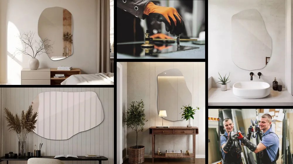 Nieregularne lustro stylowy dodatek