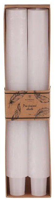 Zestaw świec stożkowych, białe, 2 szt., parafinowe