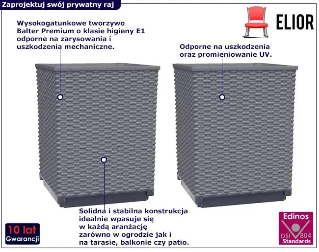 Zestaw ciemnoszarych donic ogrodowych C9-G24