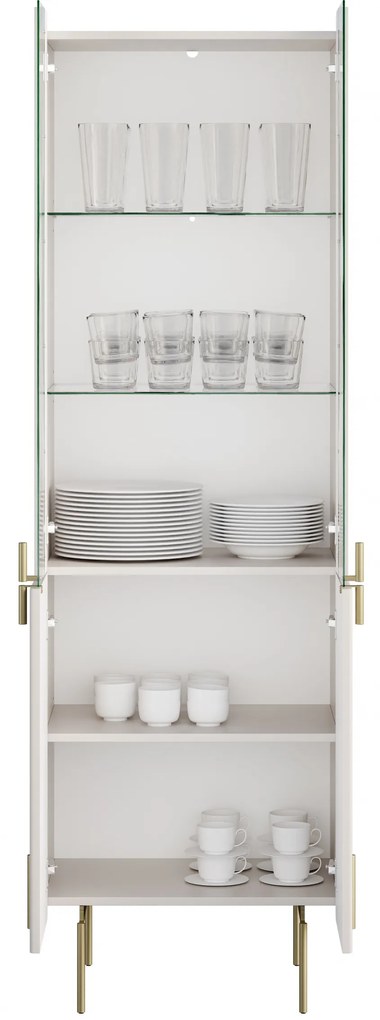 Witryna Malmi 60 cm czterodrzwiowa - kaszmir / złote nóżki