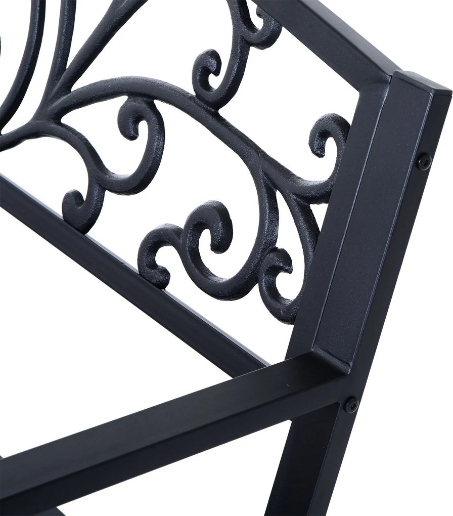 Outsunny Ławka Ogrodowa Metalowa 2-osobowa Elegancka Czarna | Aosom PL