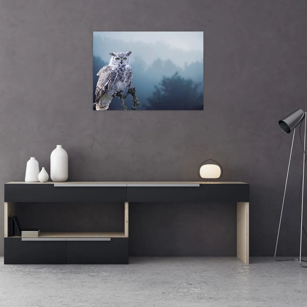 Obraz na szkle - Sowa śnieżna (70x50 cm)