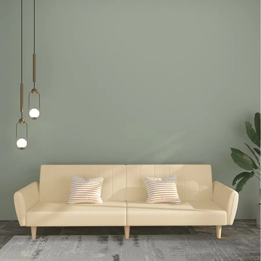 Sofa rozkładana dwuosobowa kremowa, wygodna tkanina, wszechstronna