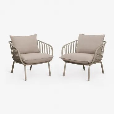 Zestaw 2 Foteli Ogrodowych Z Stali I Polipropylenu Aradina Moka Brown - Sklum