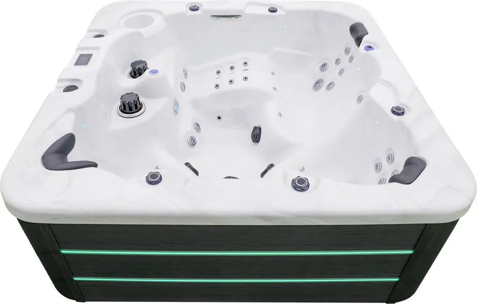JACUZZI OGRODOWE PREMIUM WANNA  SPA 5-OSOBOWA WHITE OBUDOWA BROWN LED 230x230 CM