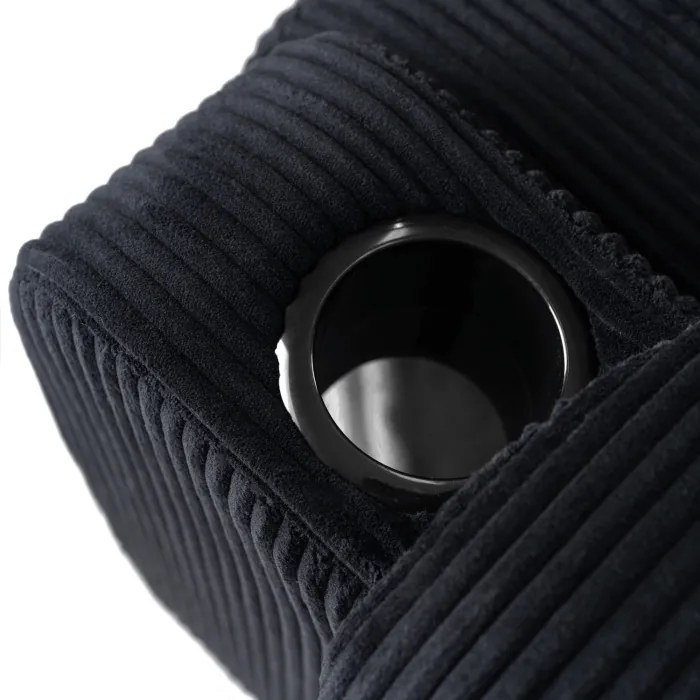 Fotel Rozkładany z Podnóżkiem TORRES Czarny Sztruksowy Nowoczesny