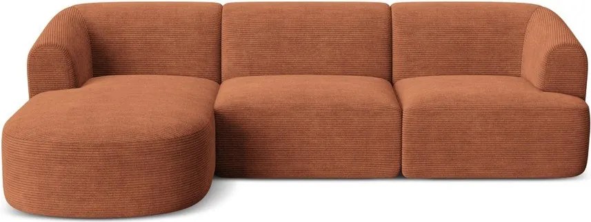 Sztruksowy narożnik (lewostronny/z szezlongiem) w kolorze terakoty Campi – Cosmopolitan Design