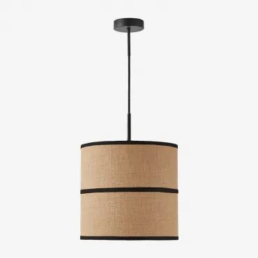 Lampa Sufitowa Wisząca Z Juty I Bawełny Olinda Czarna & Ø30 Cm - Sklum