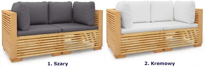 Drewniana modułowa sofa ogrodowa z kremowymi poduszkami - Elira