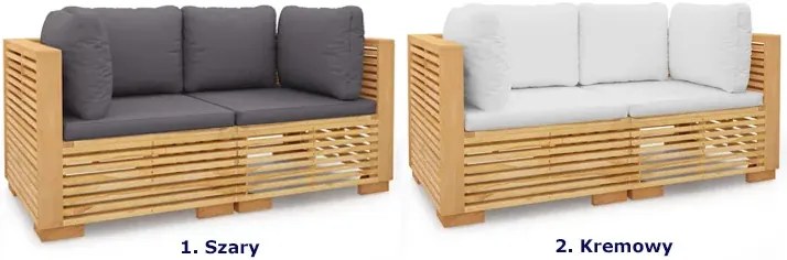 Drewniana modułowa sofa ogrodowa z kremowymi poduszkami - Elosi
