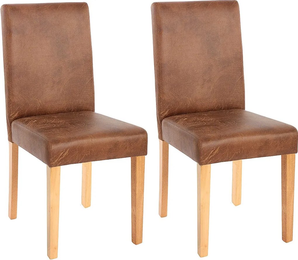 Zestaw 2 krzeseł do jadalni Littau ze sztucznej skóry,  tkanina, imitacja zamszu, jasne nogi