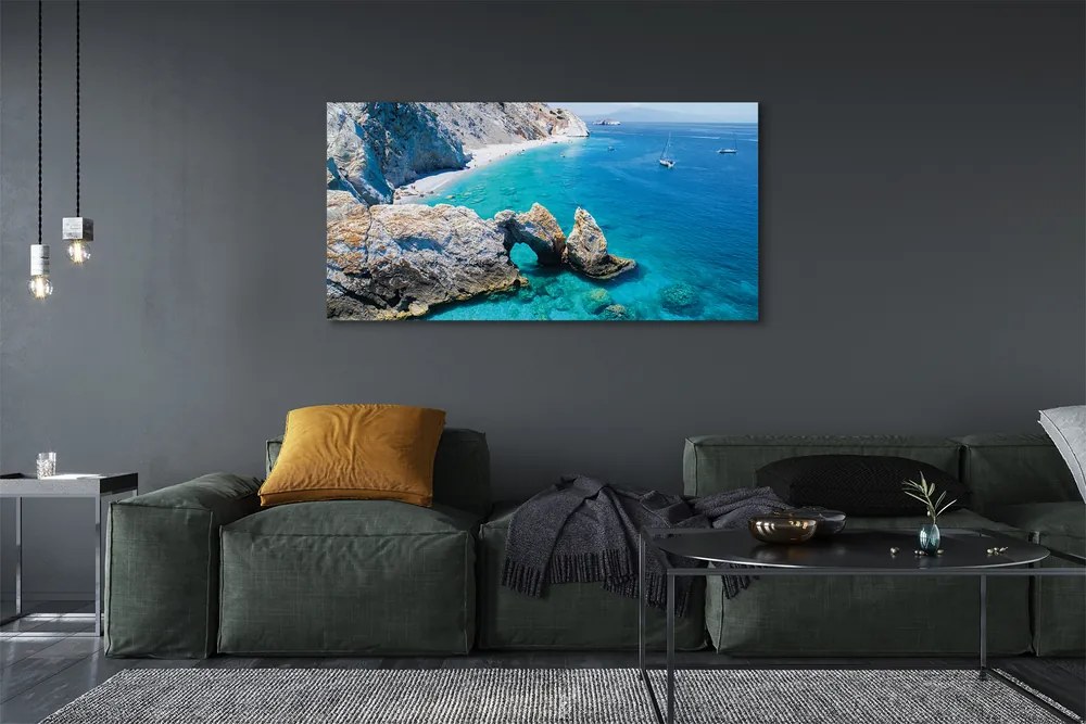 Obraz drukowany na płótnie Rajska Plaża nad Greckim Morzem