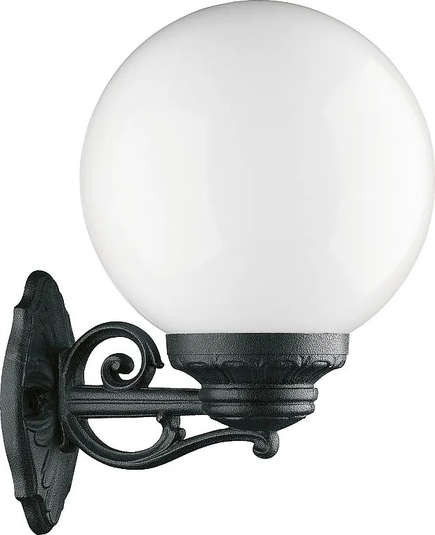 INDURA GLOBO kinkiet styl klasyczny - wys. 30 cm x szer. 30 cm x kula ø25 cm - E27 70W - kula opalowa - ?ywica - IP55 - czarny