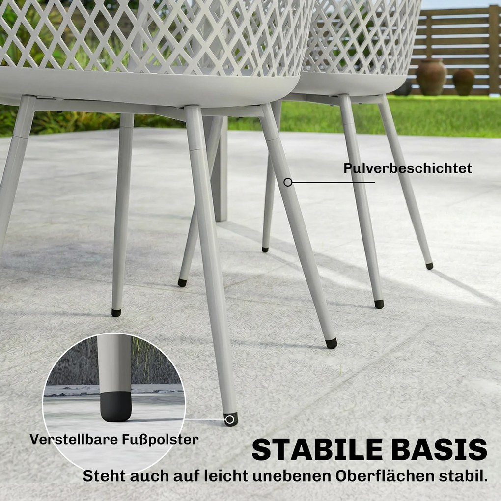 Outsunny Zestaw 4 krzeseł ogrodowych odpornych na UV z tworzywa z podłokietnikami i oparciami 56 x 51 x 84 cm szare | Aosom PL