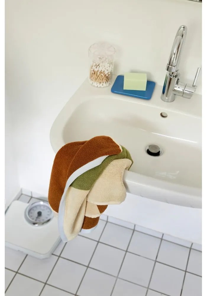 Brązowy bawełniany ręcznik frotte 50x100 cm Block – Hübsch