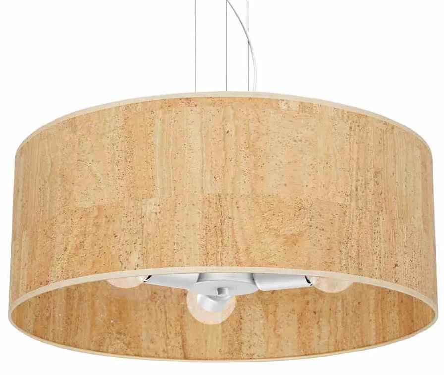 Lampa wisząca, korek, biała, okrągła CORK White/Cork 3xE27