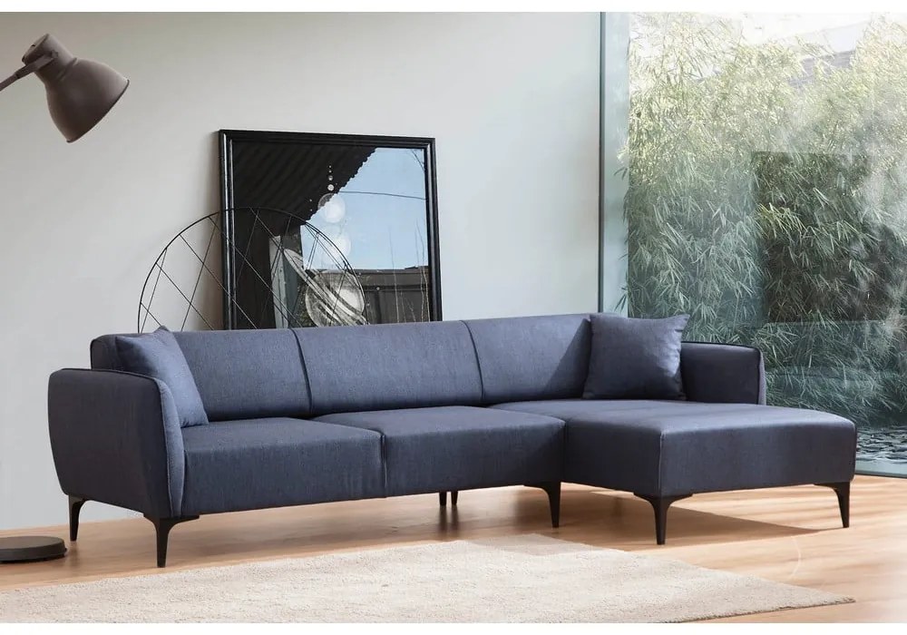 Niebieska sofa narożna Belissimo, prawy narożnik – Balcab Home