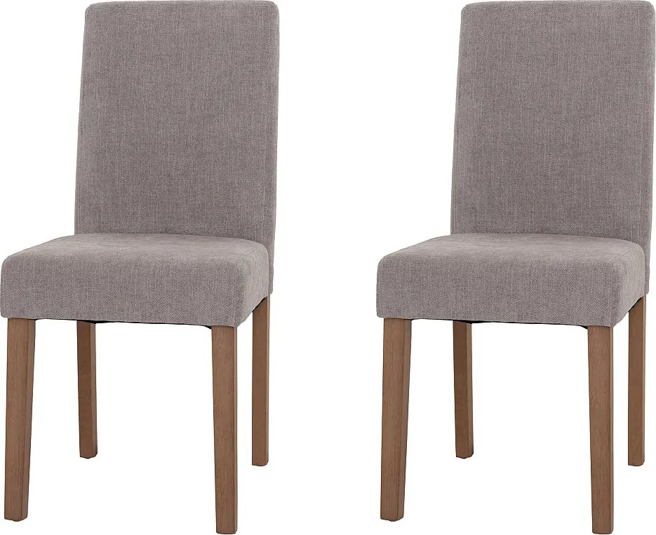 Szenilowe krzesło do jadalni Littau (zestaw 2 sztuk), jasnoszary, nogi w kolorze naturalnym