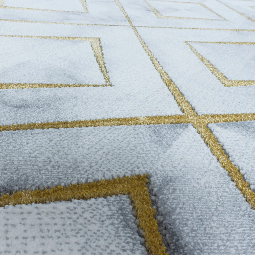 Dywan ekskluzywny Naxos romby szaro-złoty 140 cm x 200 cm