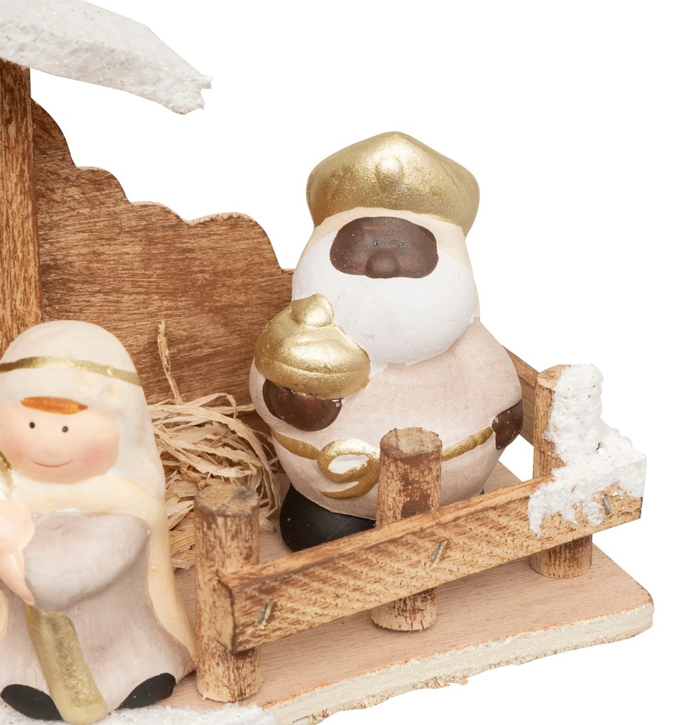 Szopka bożonarodzeniowa + 7 figurek, 33 x 16 cm