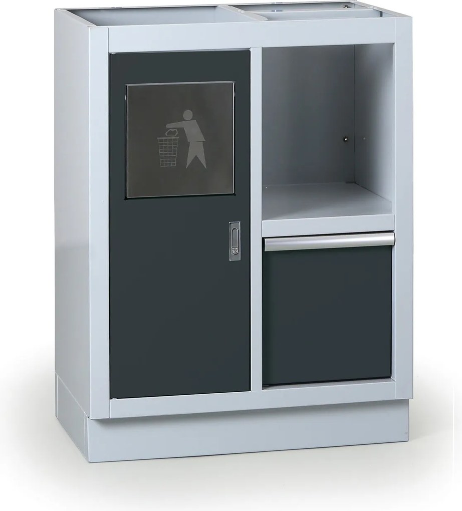 Szafka warsztatowa z koszem na śmieci do blatu G2, 680 x 455 x 910 mm, grafitowy