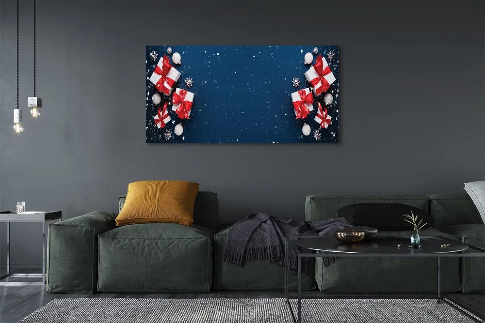 Zdjęcie na płótnie Prezenty, Bombki i Śnieg