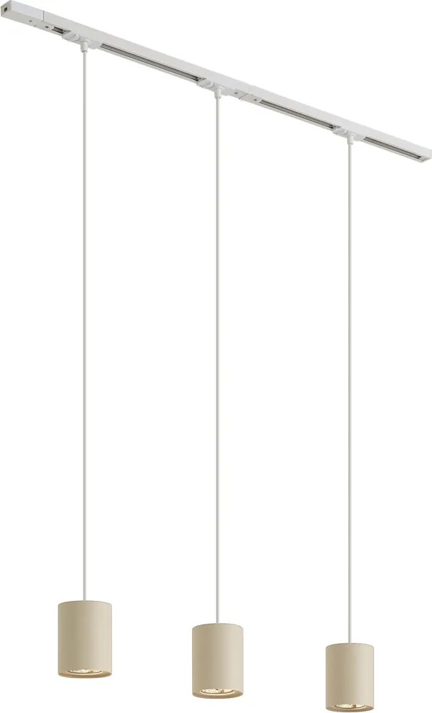 Nowoczesny system szynowy z 3 lampami wiszącymi biały z beżowym 1-fazowy - Iconic Holt