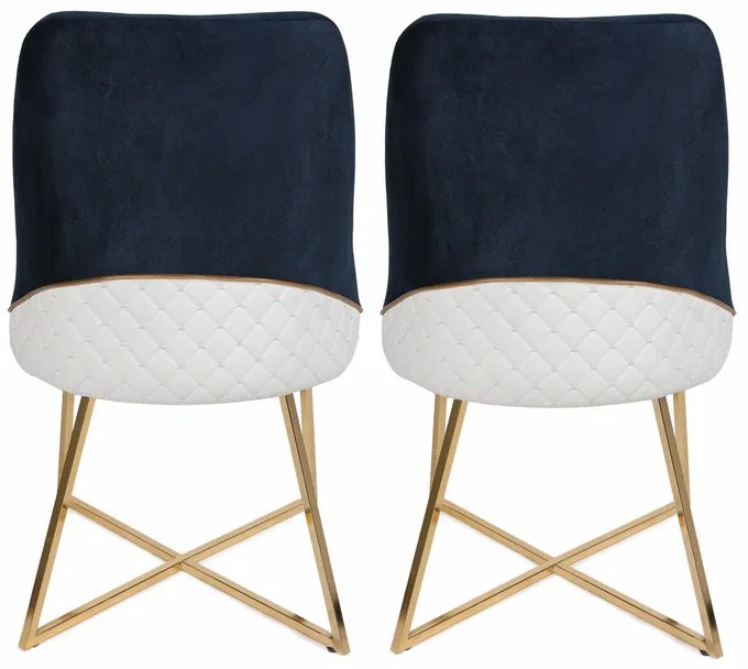 Zestaw krzeseł do jadalni Madrid Dark Blue and Gold, 2 szt., 2 szt.