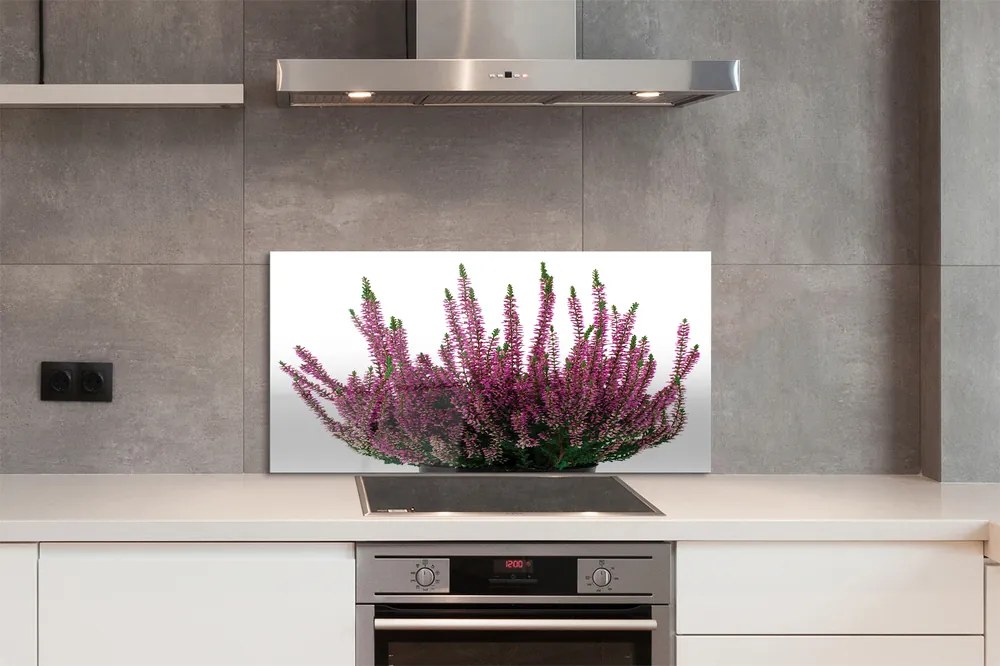 Szkło do Kuchni na Ścianę Kwiaty Wrzosu