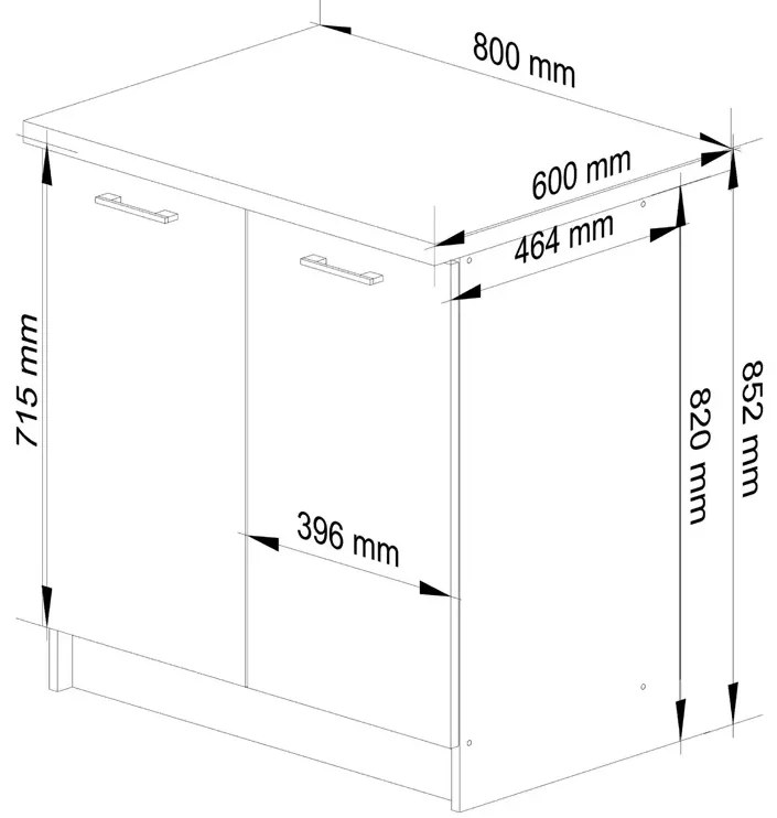 Szara minimalistyczna dolna szafka kuchenna - Tereza 12X 80 cm