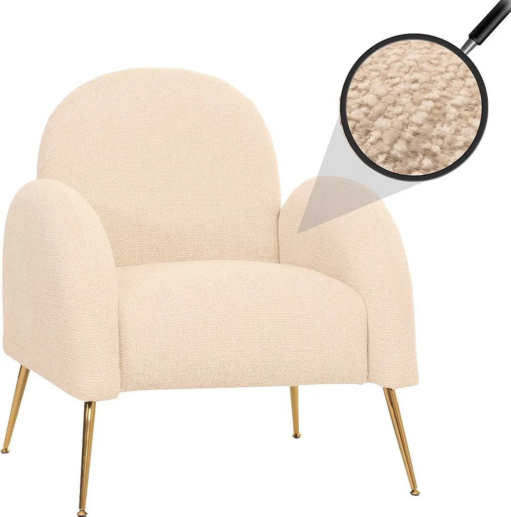 Fotel wypoczynkowy MCW-N69,  kremowo-biały