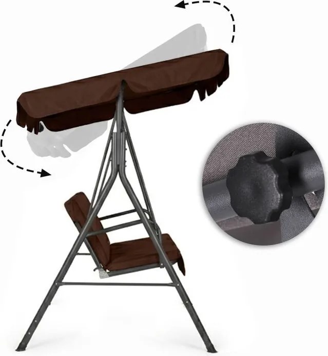 Huśtawka ogrodowa Cozy z regulowanym daszkiem, kolor brązowy