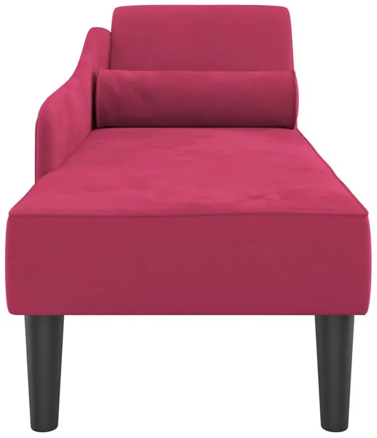 Bordowy leżanka szezlong na drewnianych nóżkach K9-L15