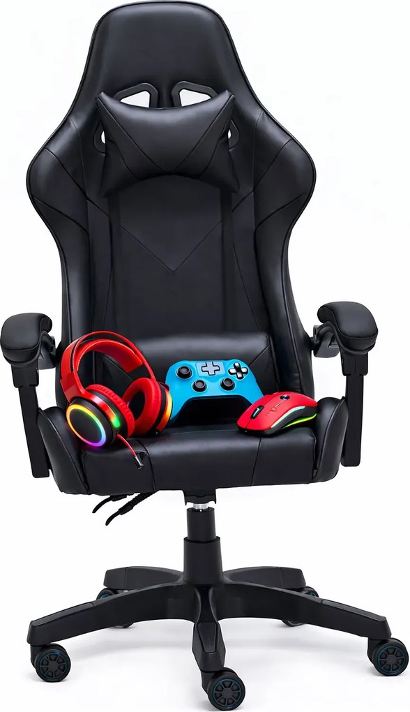 Czarne obrotowe krzesło gamingowe T5-W42