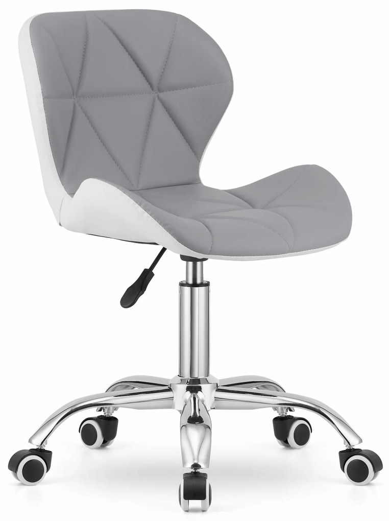 Krzesło biurowe AVOLA z ekoskóry, szaro-białe