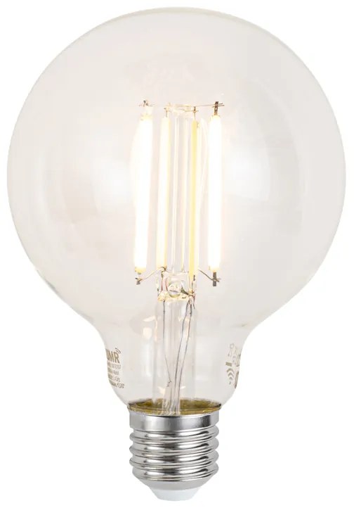 Inteligentna lampa wisząca czarna z mosiądzem i bursztynowym szkłem z WiFi G95 - ZuzannaDesignerski Oswietlenie wewnetrzne