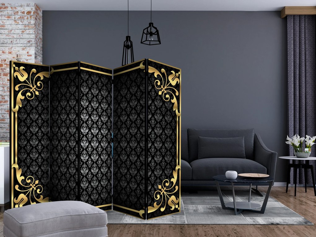 Parawan akustyczny Tła i desenie 225x172 cm 5-częściowy czarny ARTGEIST B