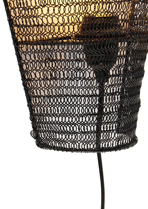 Orientalna lampa ścienna czarna 45 cm - NidumKolonialny Oswietlenie wewnetrzne